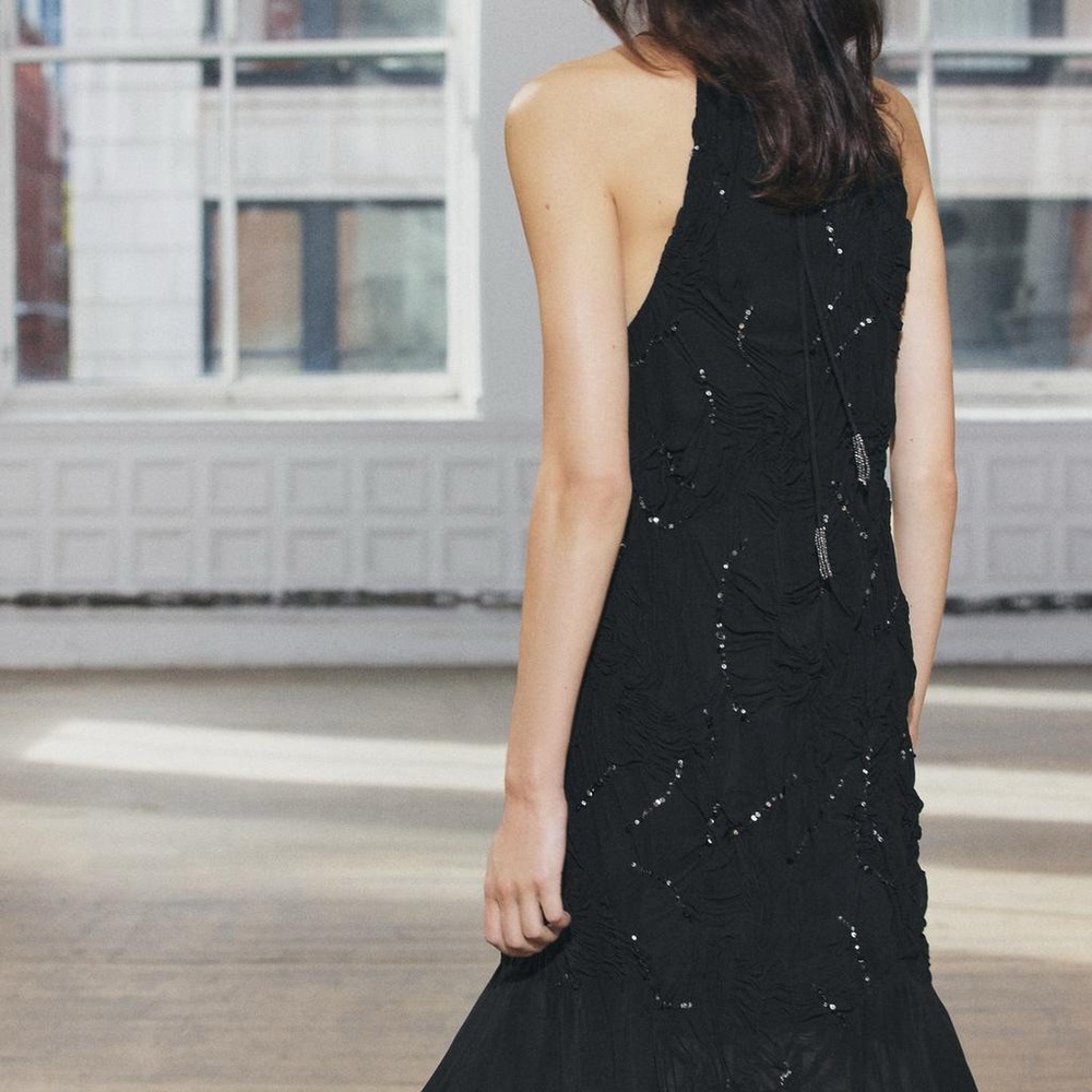 ZARA SEQUINNED HALTER DRESS ZW COLLECTION - Picture 10 of 16